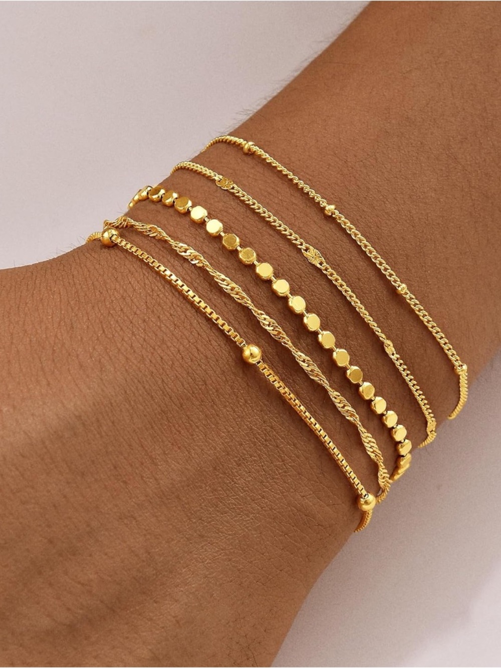 14K Gold Plated Stackable Bracelet Set - Picture 3 of 5